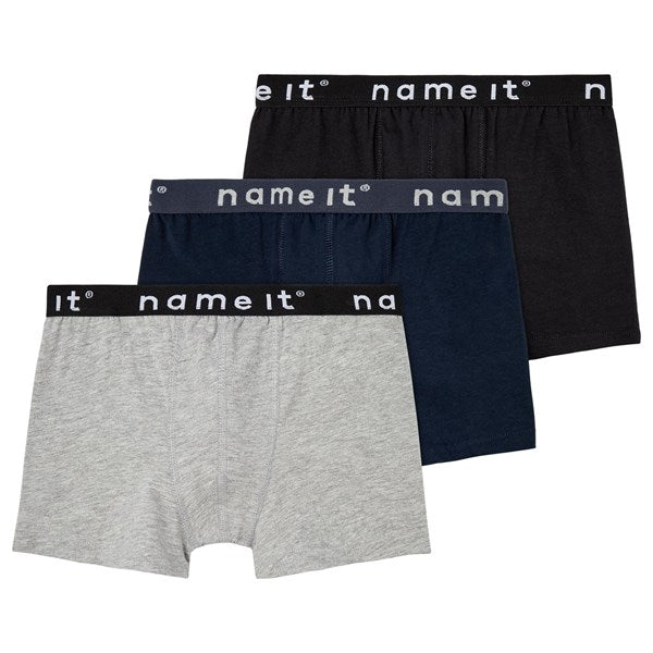 Køb Name it Black/Grey Melange 3-pak Noos Boxershorts