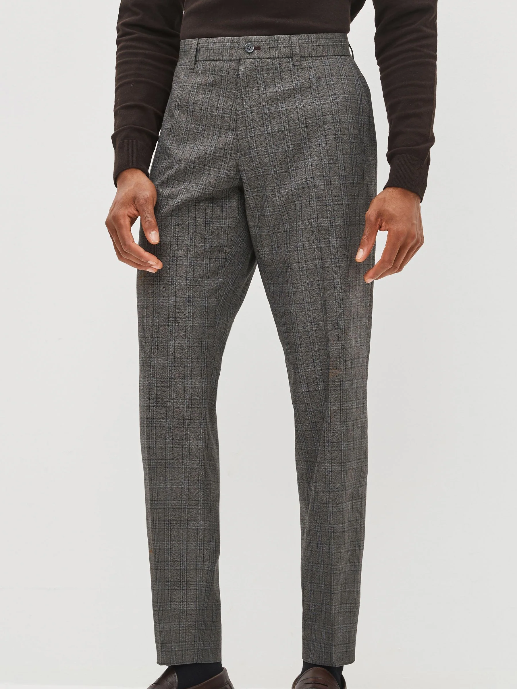 Grijs geruit - Skinny - Geruite modieuze broek