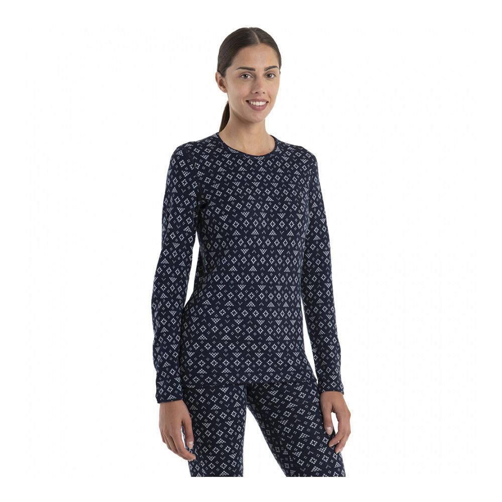 Icebreaker 260 VERTEX CREWE FIRST SNOW - Sous-couche Femme midnight navy/snow/j