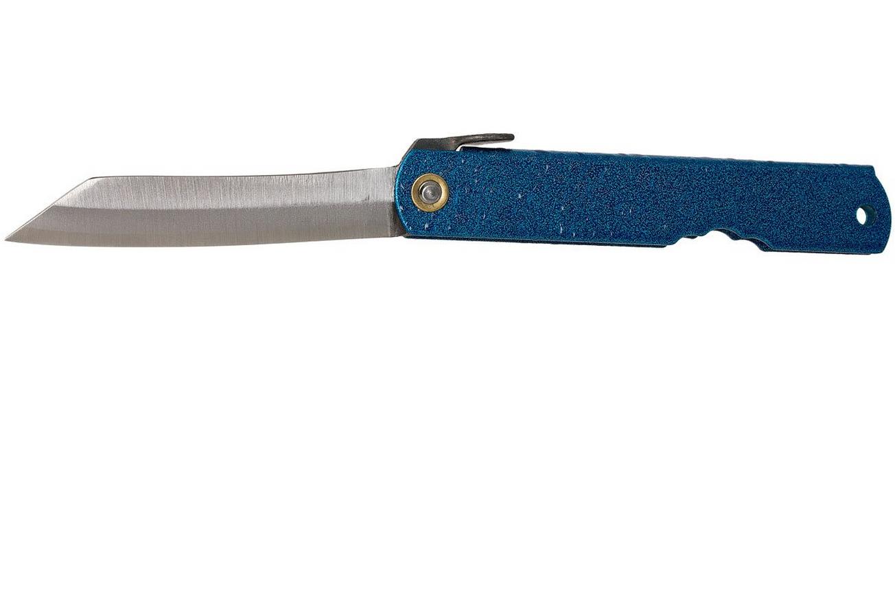 Higonokami zakmes 7,3 cm HIGO28, Blue paper steel, blauw