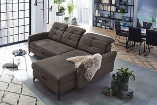 Ecksofa Loft, Stoff Dunkelbraun, Sitztiefenverstellung