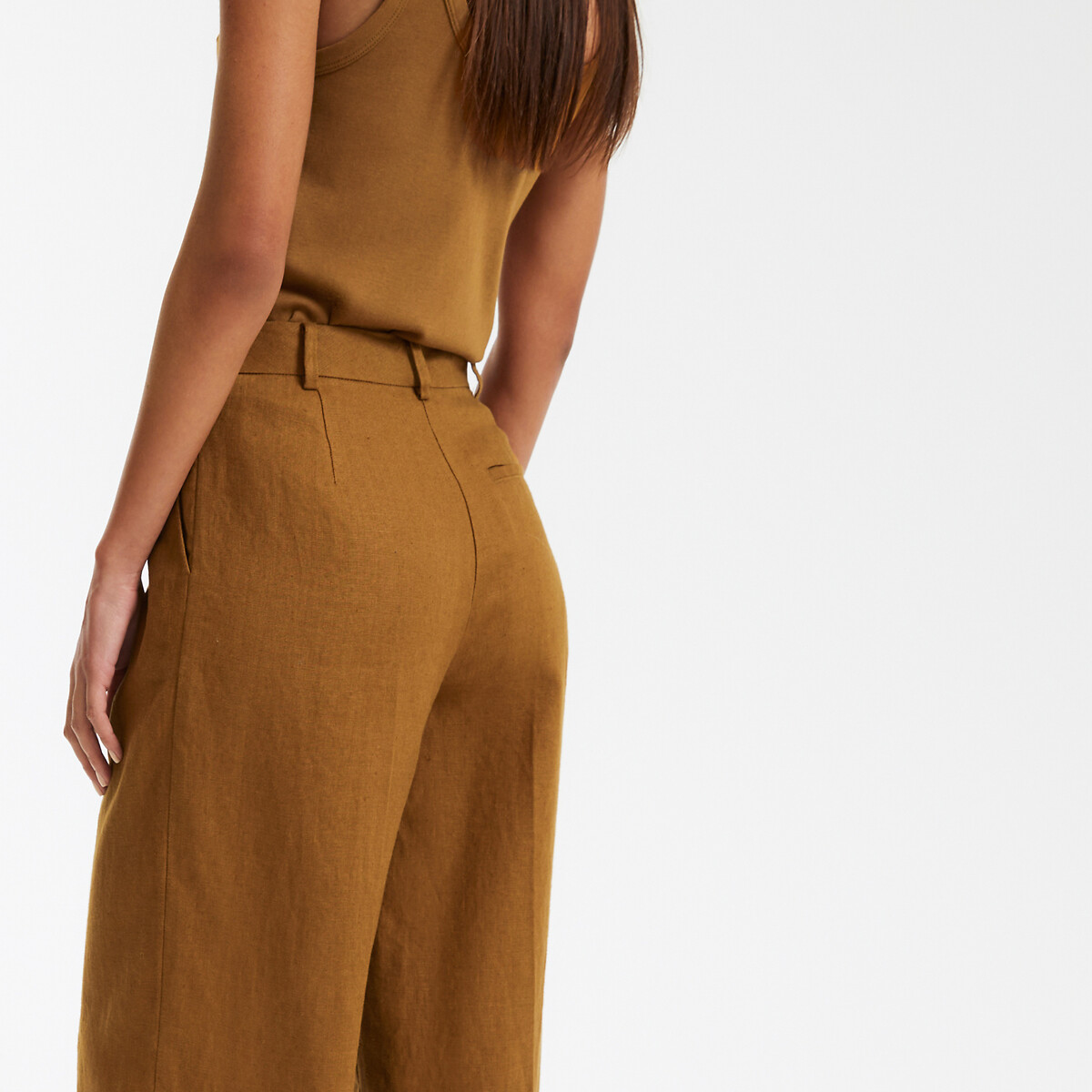 COLEÇÕES LA REDOUTE<br>Calças largas de linho, modelo Signature JOSEPHA