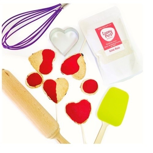 Glacê vermelho natural Loonypets para decorar doces
