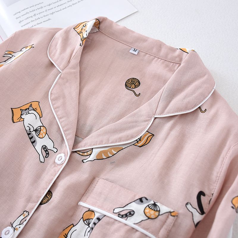 MelMount - Bijpassende pyjamaset voor koppels: shirt met kattenprint + broek