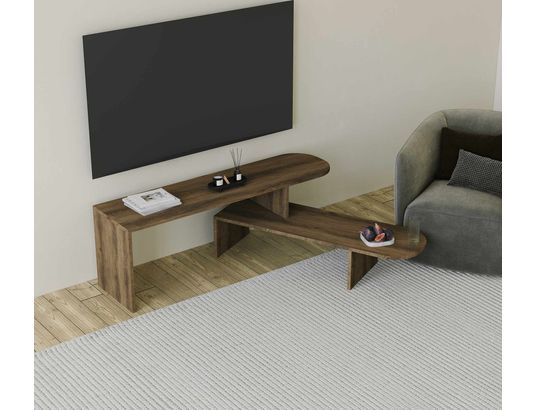 CONCEPT1 - Meuble TV Puzzle noyer 130 x 35 x h45 cm