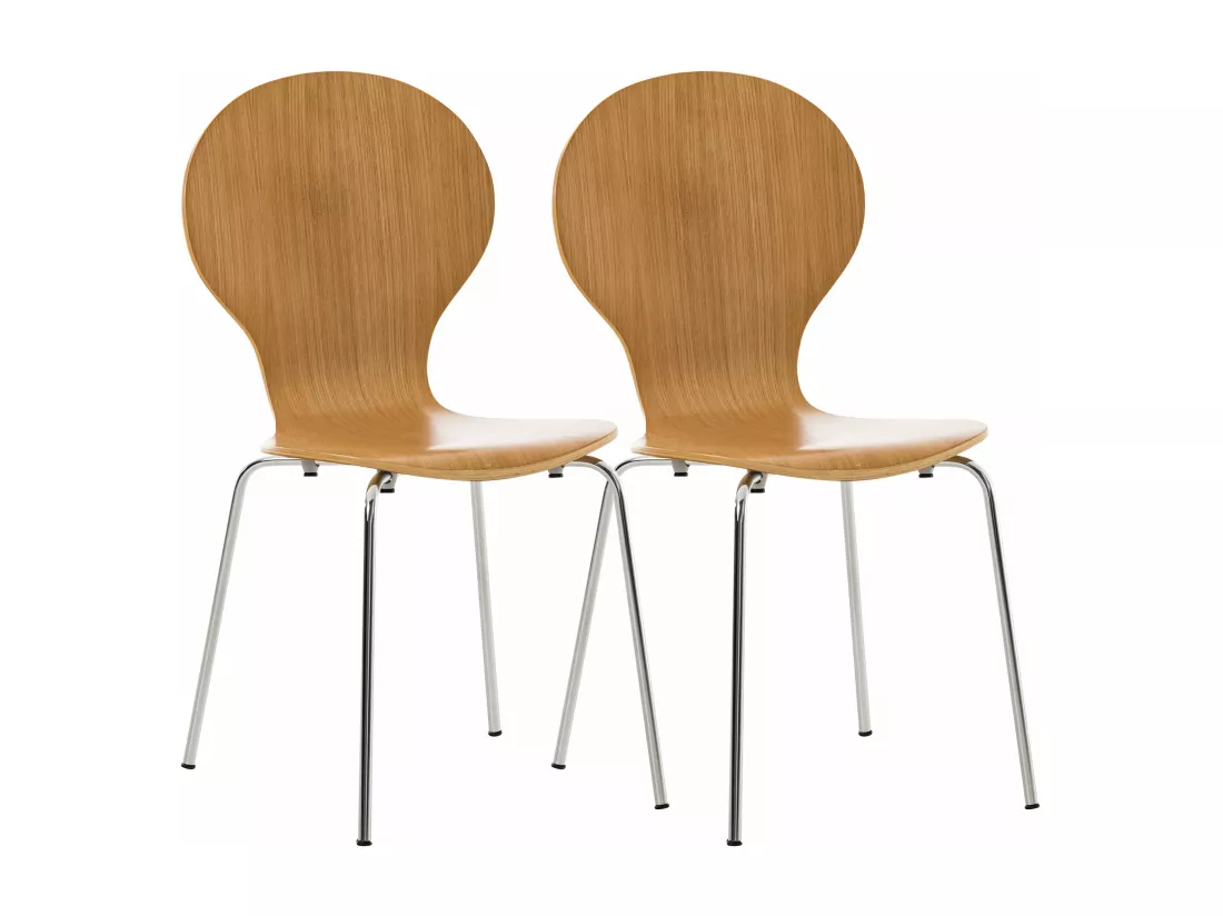 Lot de 2 Chaise de conférence - Bois & Nature - Chêne - DIEGO