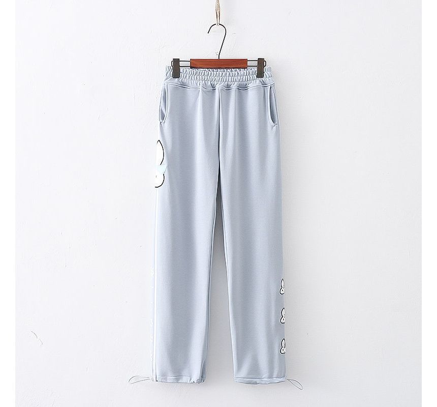Angel Love - Elastische taille, losvallende joggingbroek met konijnenborduursel