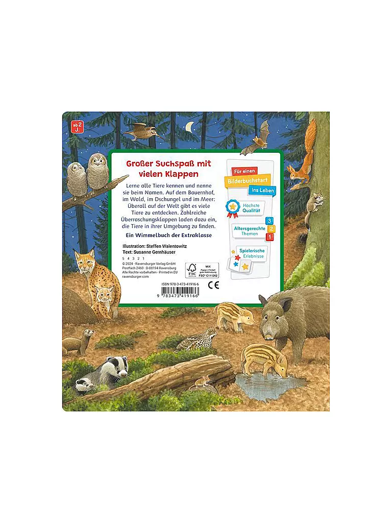 RAVENSBURGER Wimmelbuch - Tiere und ihre Kinder  keine Farbe