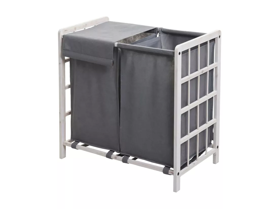 Collecteur de linge MCW-B60, blanc miteux, couvercle gris