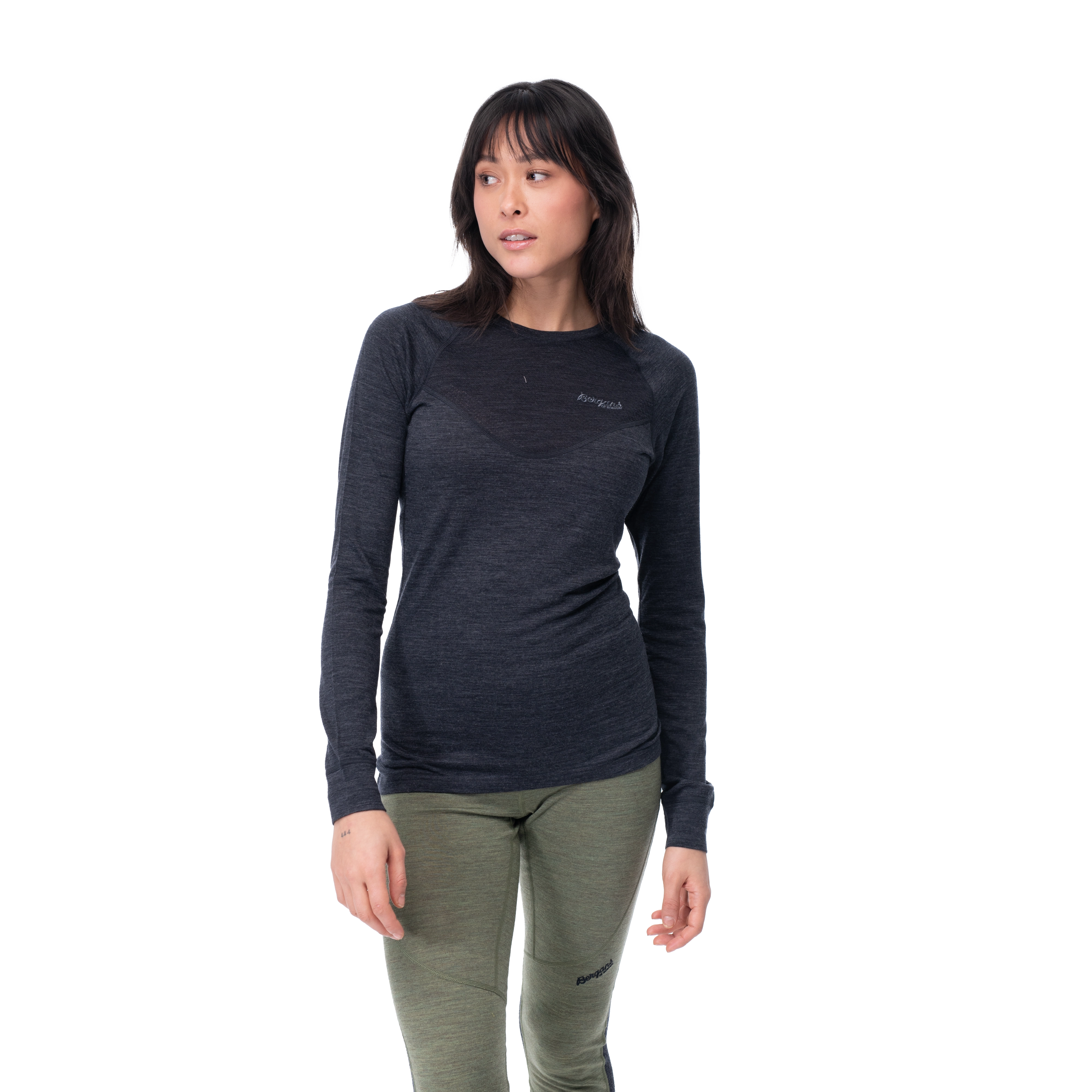 Inner:Light W Long Sleeve Solid Charcoal