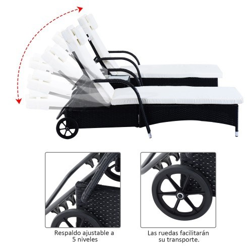 Conjunto Outsunny com 2 espreguiçadeiras e mesa, branco