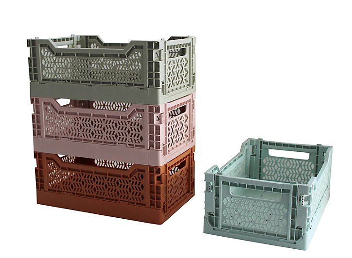 Cagette plastique recyclé pliable terracotta taille S