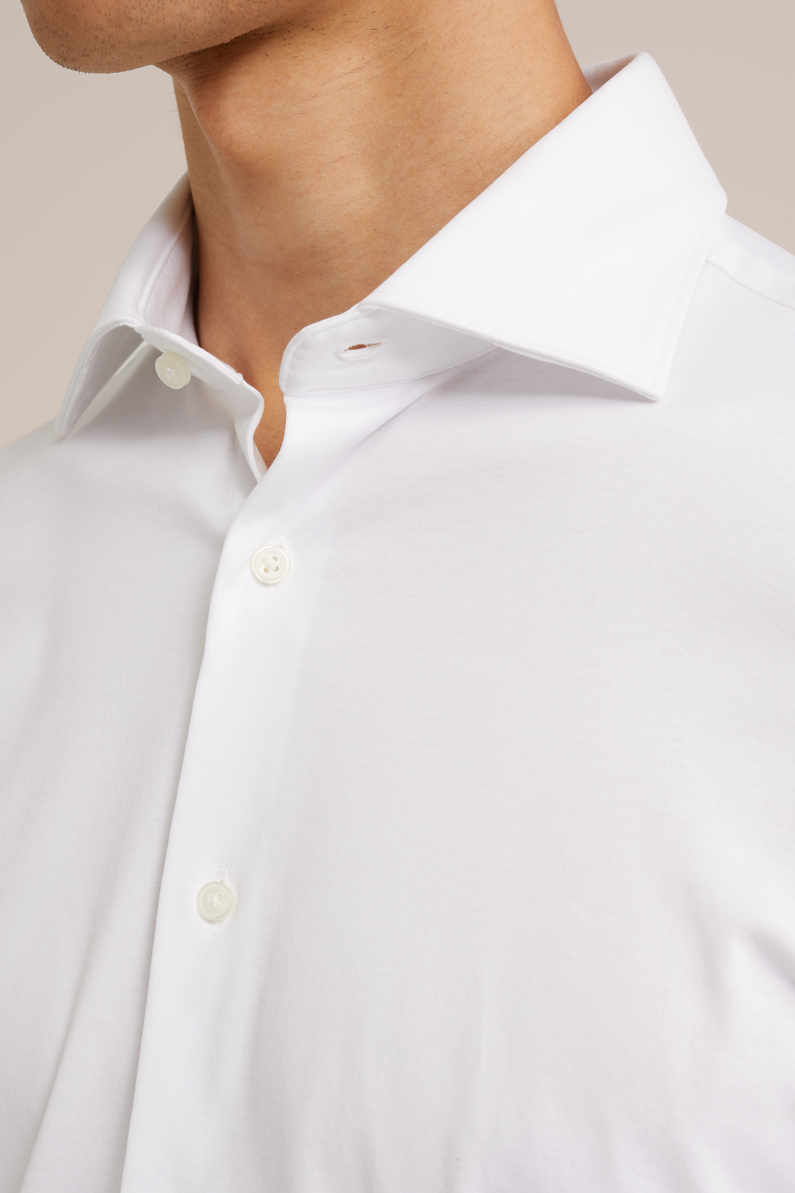premium easy-care jersey overhemd Fundamentals Wit