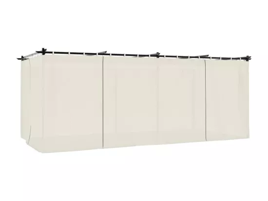 Tonnelle avec rideaux crème 6x3 m acier