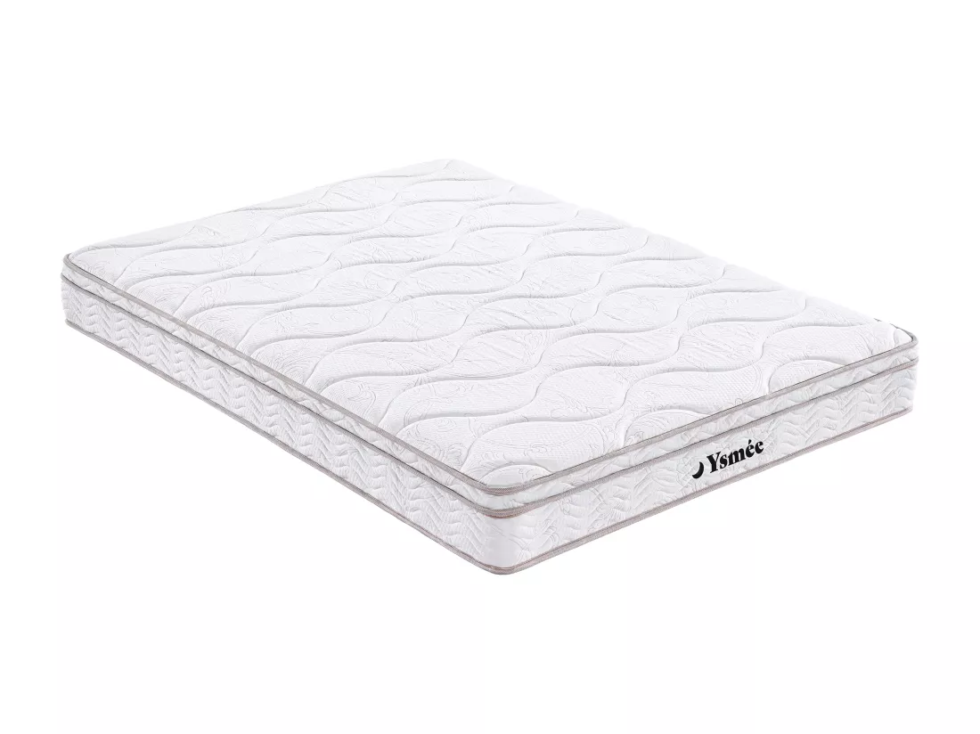 Ensemble 160 x 200 cm sommier coffre naturel clair + matelas ressorts 3 zones et mémoire de forme ép.20cm - WOLKENTANZ de YSMÉE