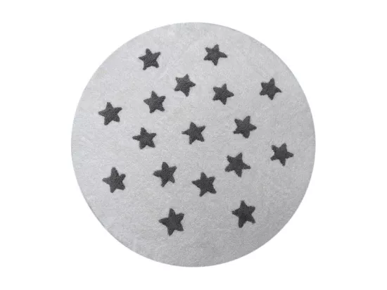 Tapis enfant Ø140cm rond fait main en coton blanc ETOILE