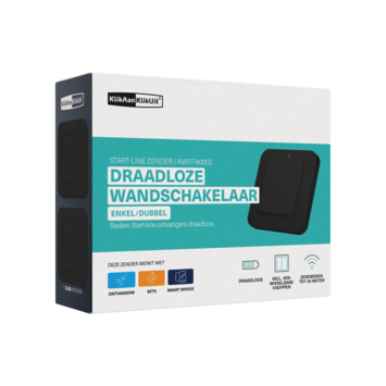 KlikAanKlikUit Draadloze enkelvoudige/dubbele wandschakelaar AWST-9000Z Zwart
