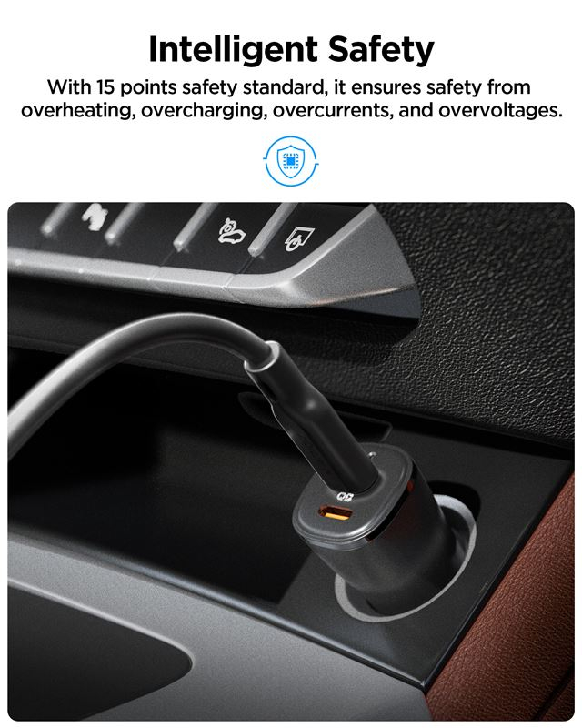 (50W) Dual USB C Essential Auto KFZ Ladegerät Schnellladegerät für Zigarettenanzünder Power Delivery (ACP08523) - Schwarz