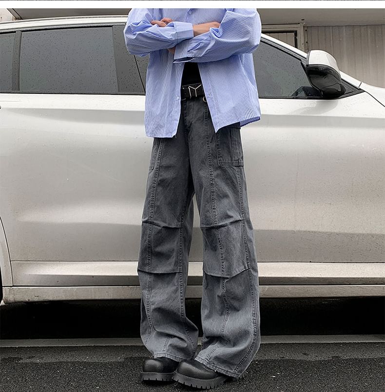 Filmas - Mid Rise Washed Wide Leg Cargo Pants