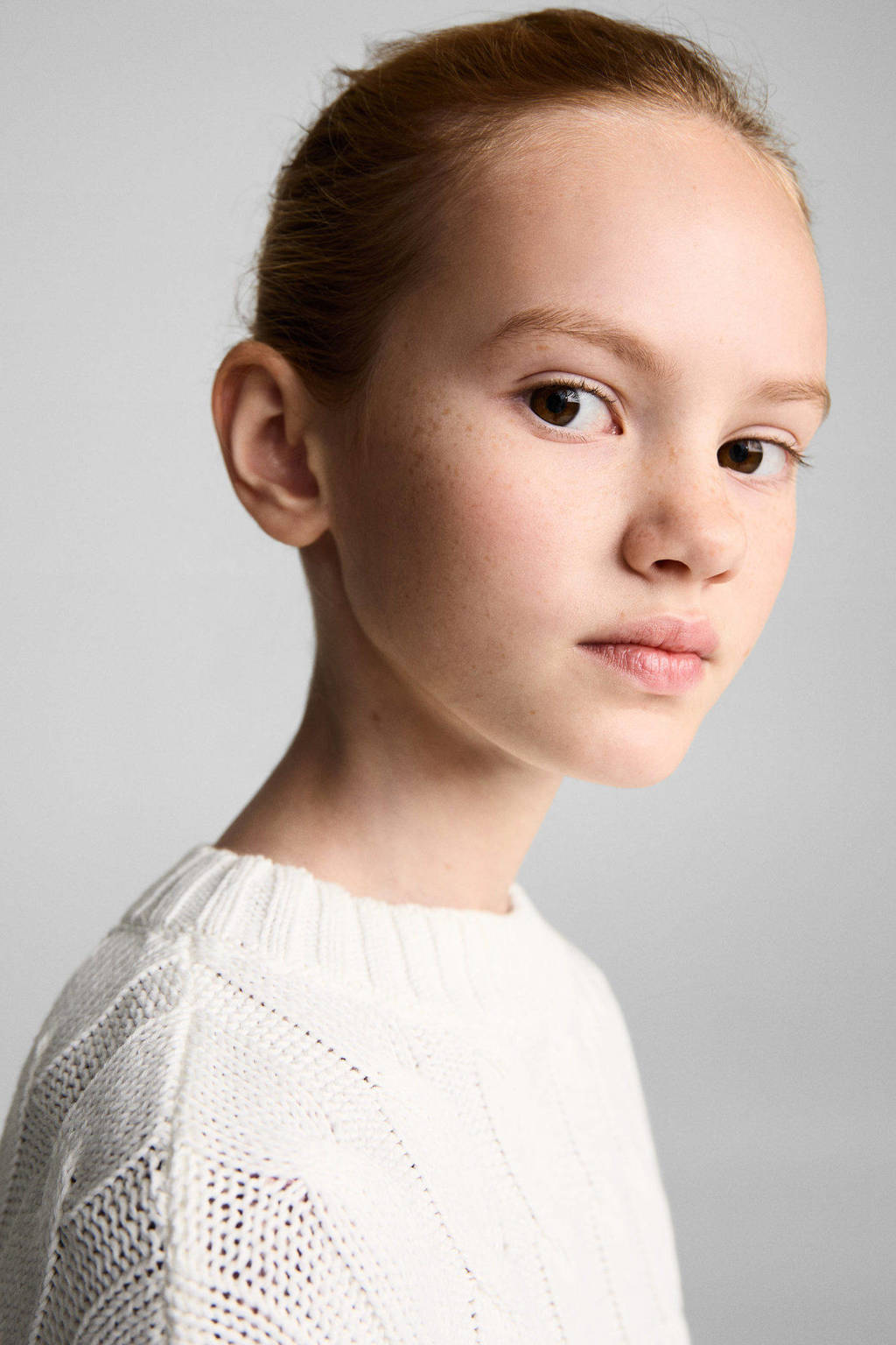 Mango Kids gebreide trui beige met kabels