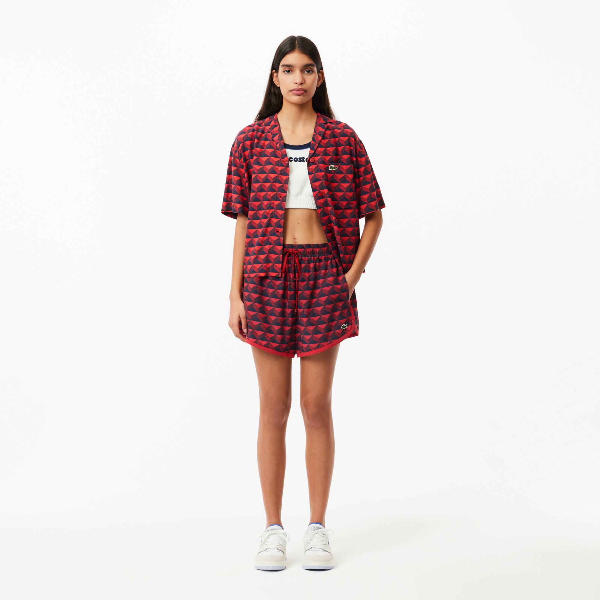 Kurze Bermudas mit grafischem Aufdruck Shorts - Blau - Lacoste - Damen