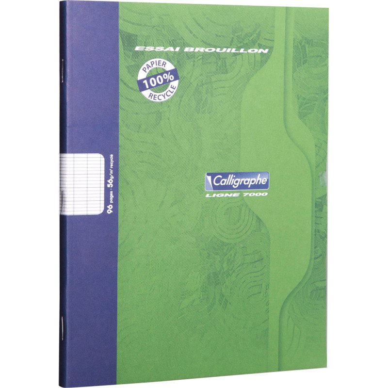 Cahier piqué Calligraphe brouillon 17 x 22 cm grands carreaux 96 pages