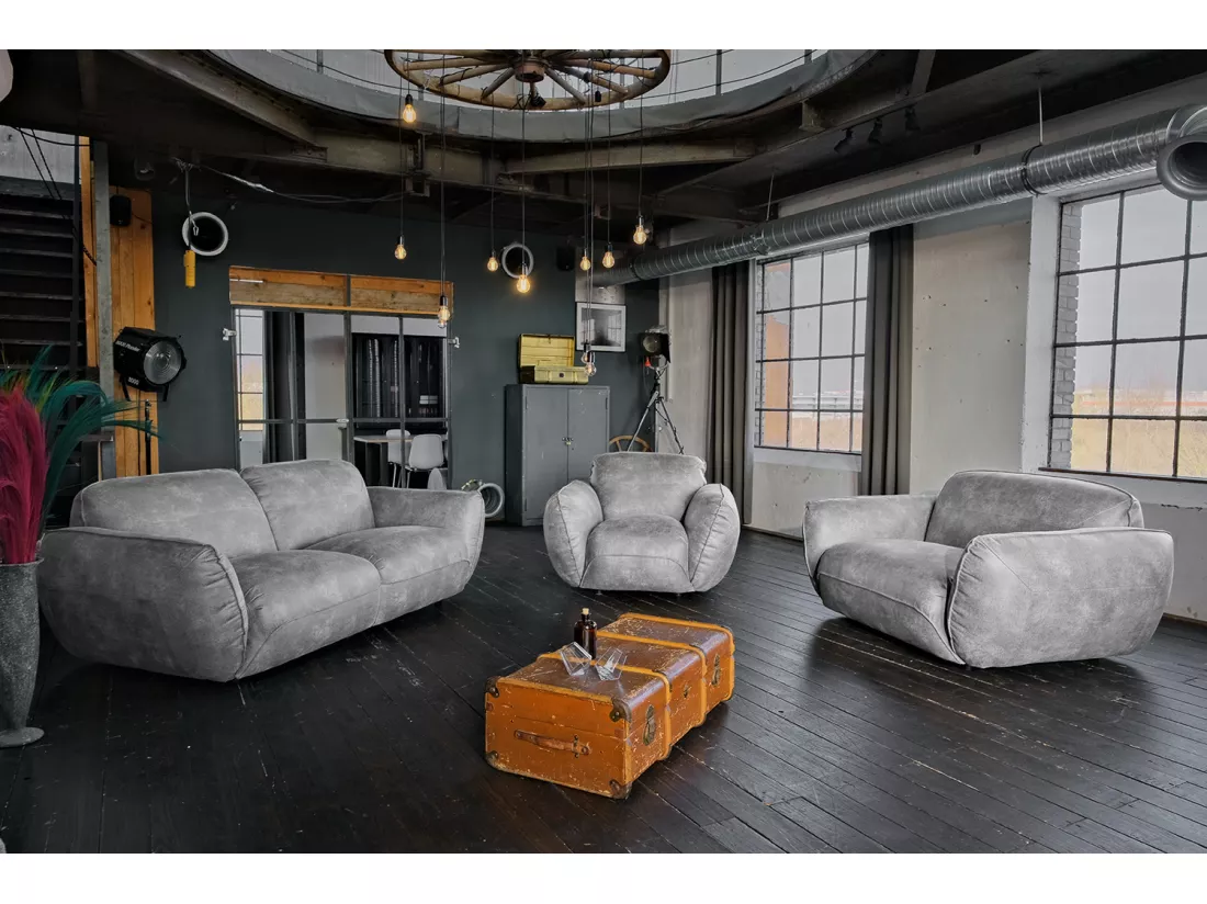 Fauteuil - Gris cuir - DAVITO