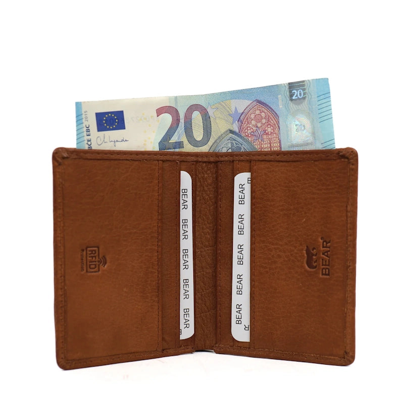 Bear Design Creditcard Etui Cas Cognac