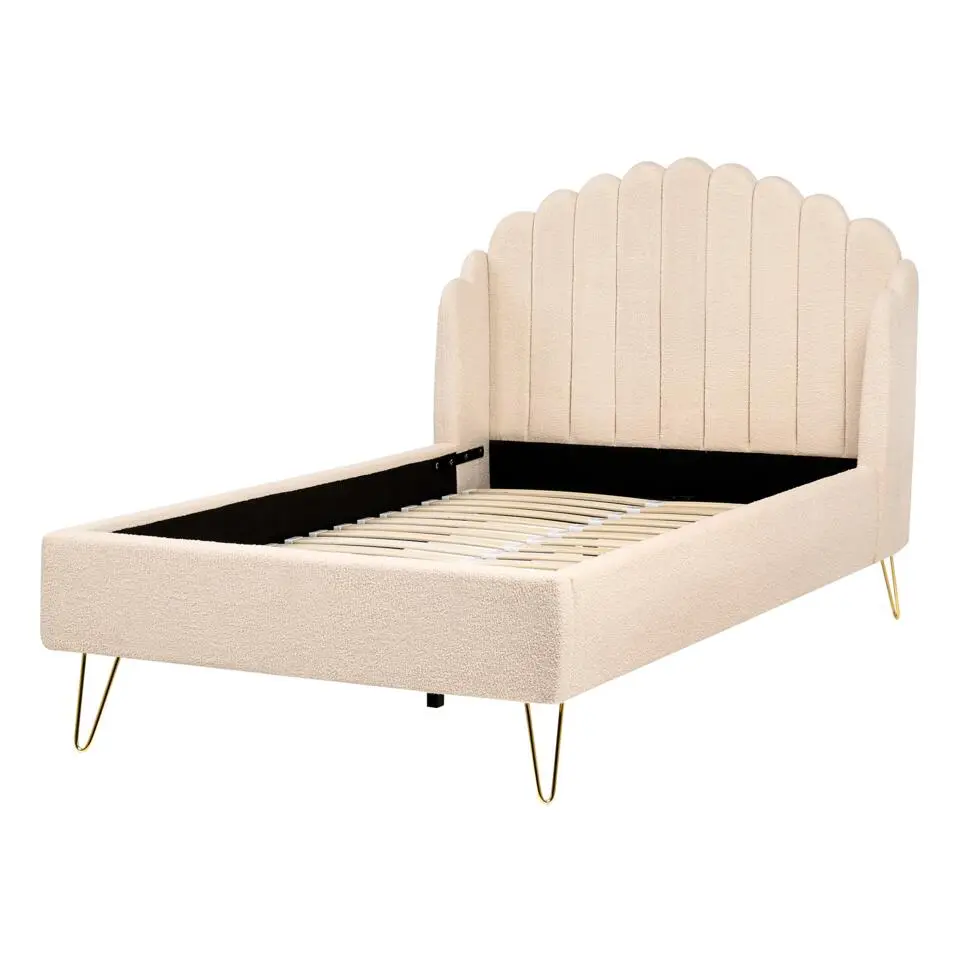 AMBILLOU - Tweepersoonsbed - Beige - 120 x 200 cm - Bouclé