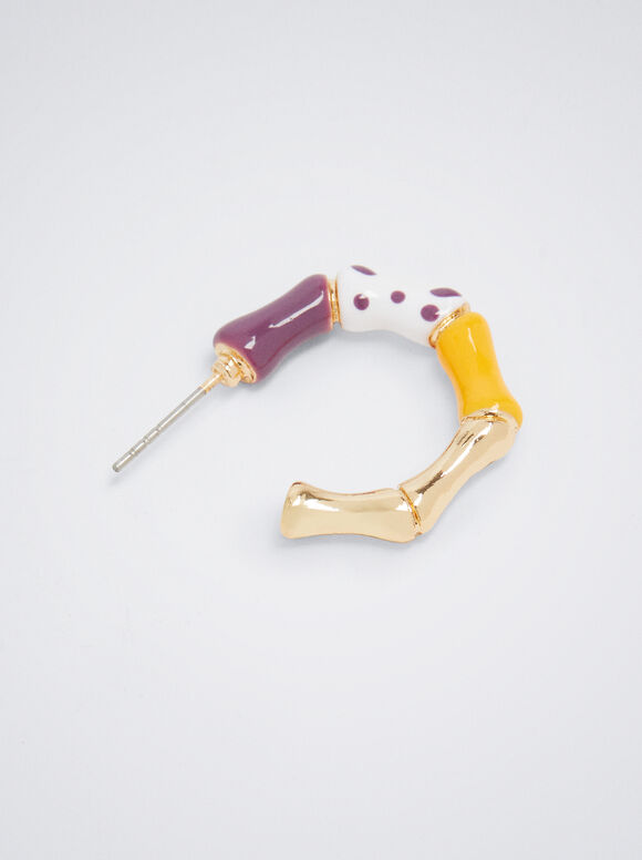 Brincos de argola com esmalte - Multicor