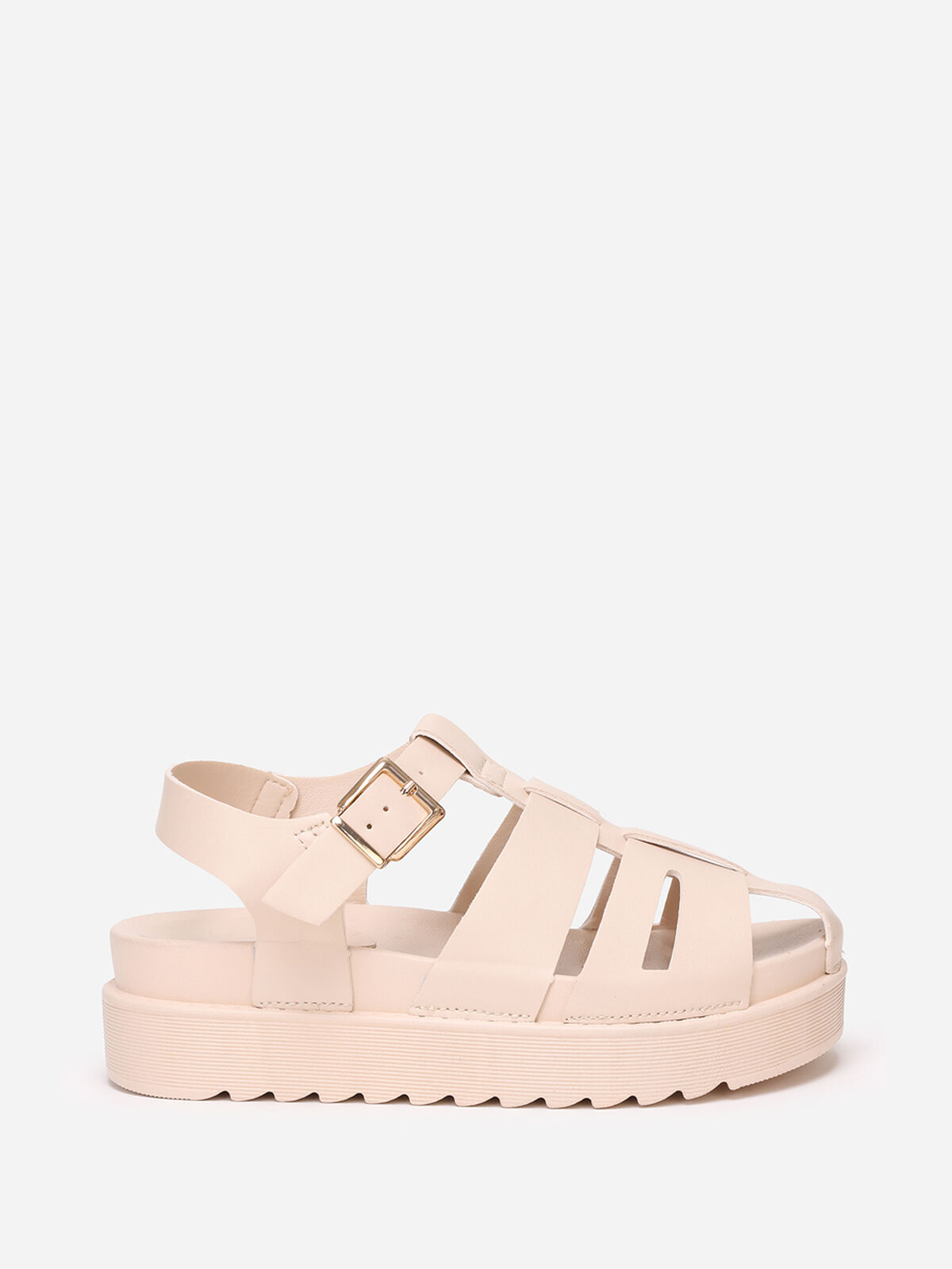 Sandales à plateforme crantée- Beige