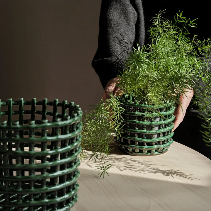Ferm Living - Keramik Korb, gross, cashmere