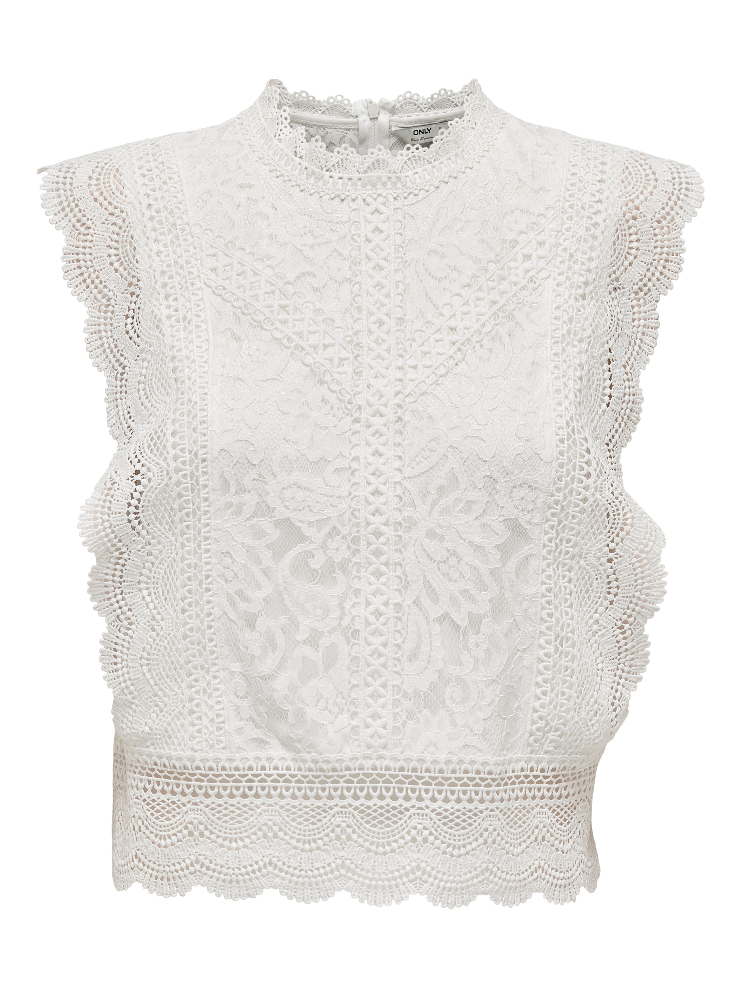 ONLY Spitzenshirt »ONLKARO – Spitzentop mit Stehkragen für elegante Looks«, regular fit, feminin, Web, Materialmix, hochgeschlossen