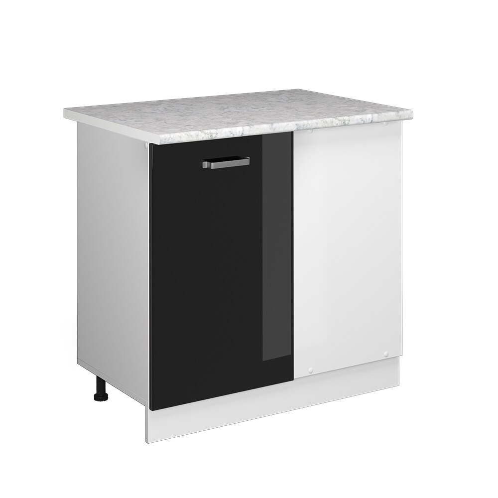 Vicco Eckunterschrank Küchenschrank R-Line Solid Weiß Schwarz 86 cm modern Arbeitsplatte