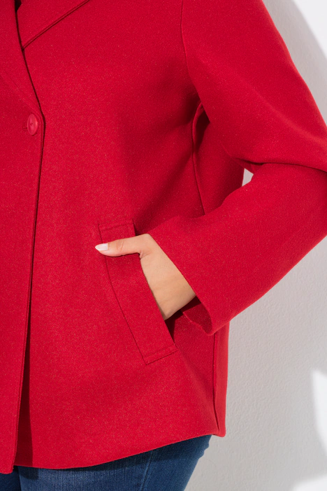 Fleece-Cabanjacke, A-Linie, Reverskragen, Langarm, salsa