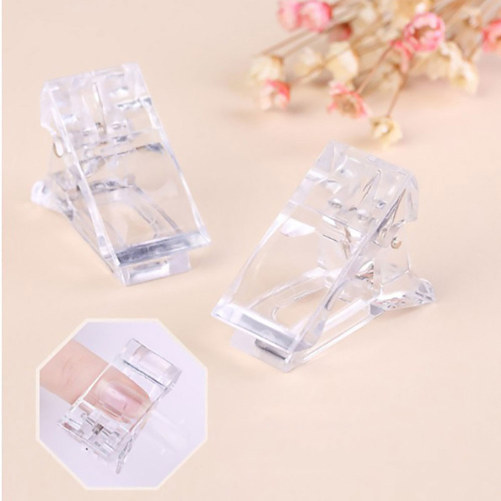 (10er Set) Acryl Fingernagel Clip Gel Nägel UV Klemmen - Transparent