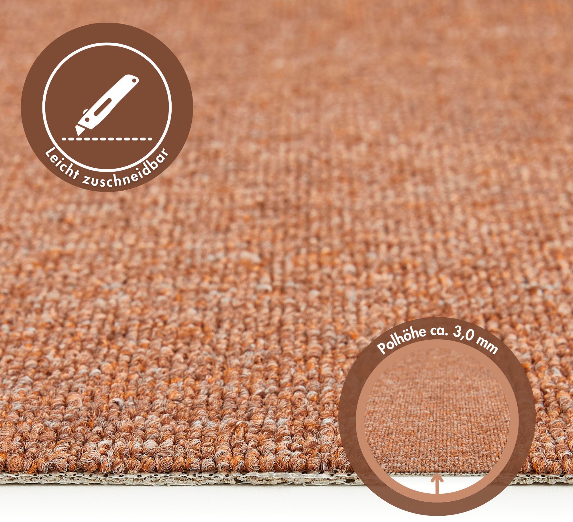 Andiamo Teppichboden »Bob, Feinschlinge, Made in Netherlands« rechteckig 4,5 mm Höhe meliert, Breite 200, 400 oder 500 cm, strapazierfähig & pflegeleicht