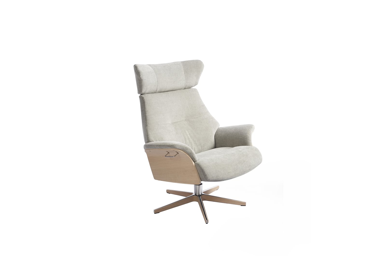 Air Lenestol I tekstil Velvety 1456-73 Stone, Standard svingfot alu/ubehandlet eik. Skrog ubehandlet eik
