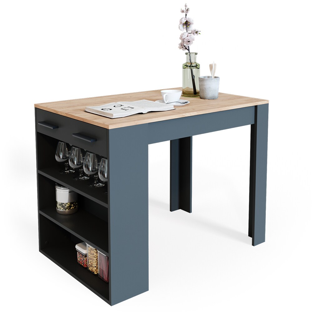VICCO Bartisch REPOSE Tresen Tisch Regal Bistrotisch Schublade Eiche Anthrazit
