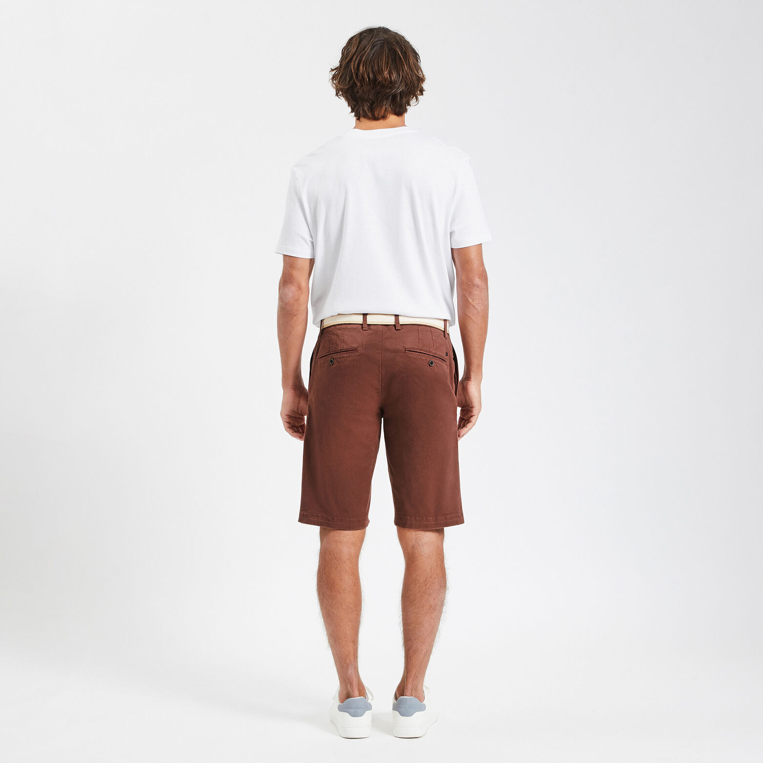 Bermuda chino uni avec ceinture Marron