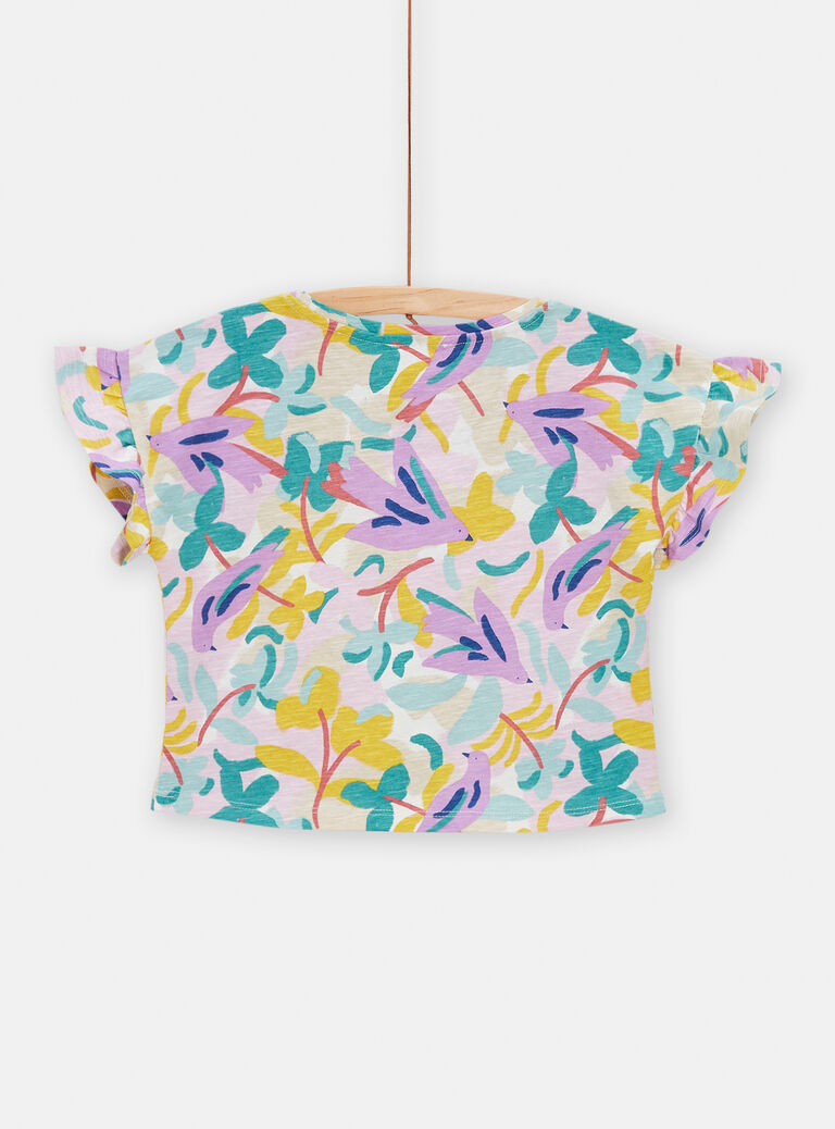 T-shirt à motif oiseaux violets pour fille