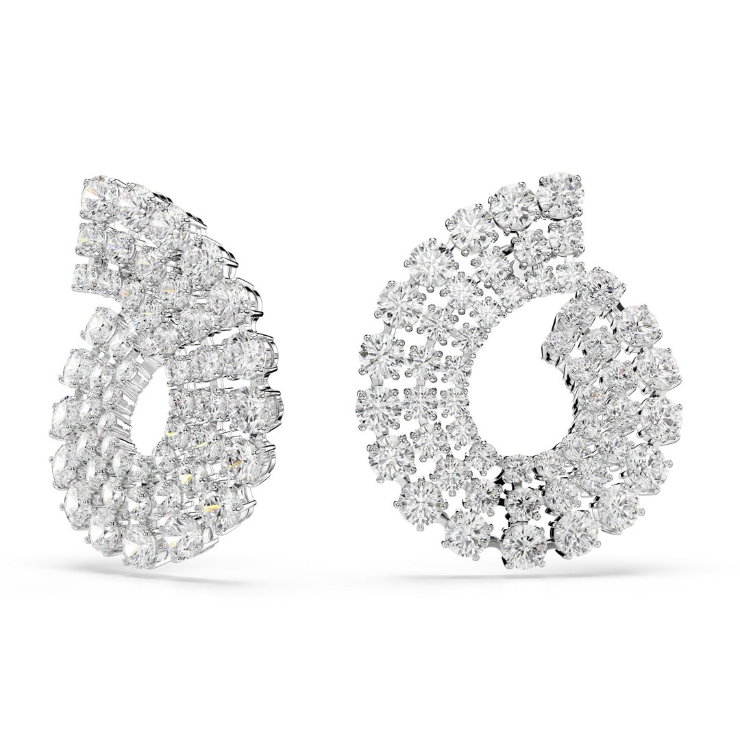Swarovski Matrix Ohrringe gemischte Rundschliffe rhodiniert