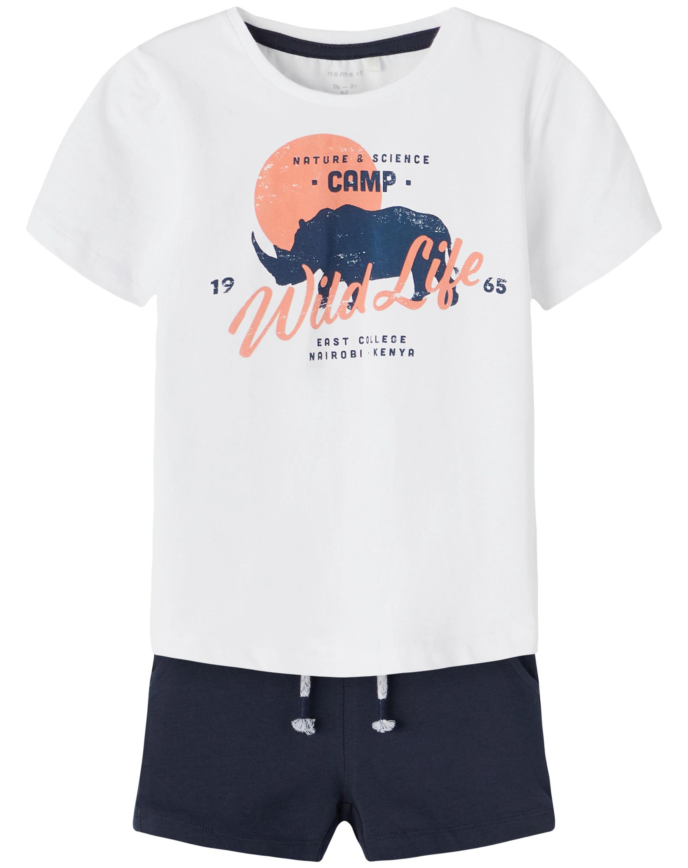 T-Shirt NMMZACO mit Shorts in bright white