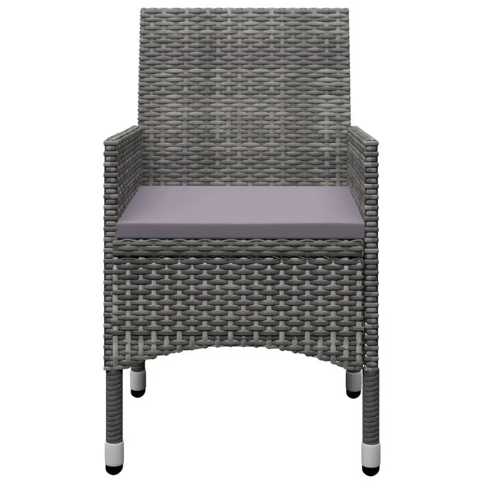 vidaXL - 5-delige Tuinset - Grijs - Poly rattan en hout - 150x90 cm