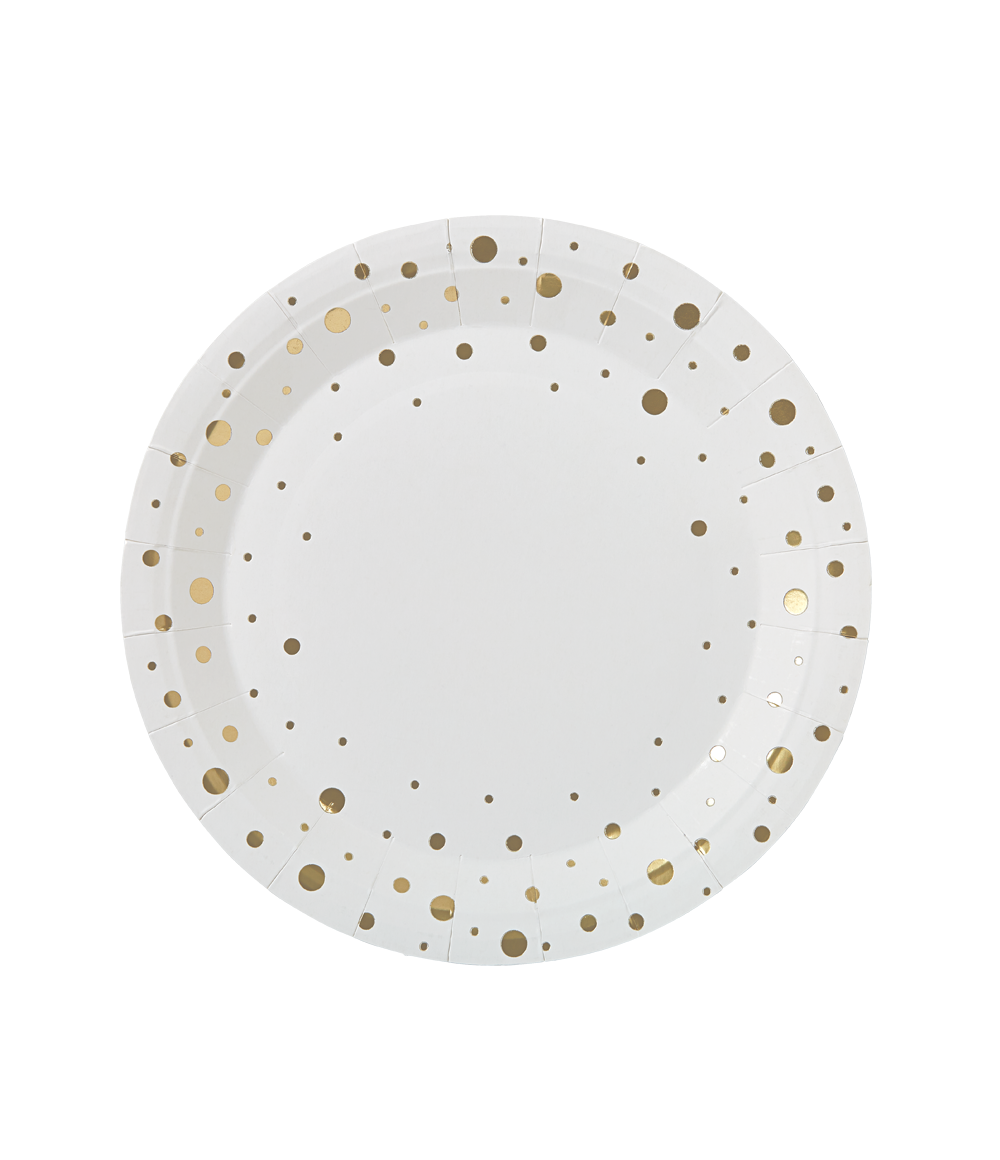 Borden Gouden Stippen Wit 20cm 8st