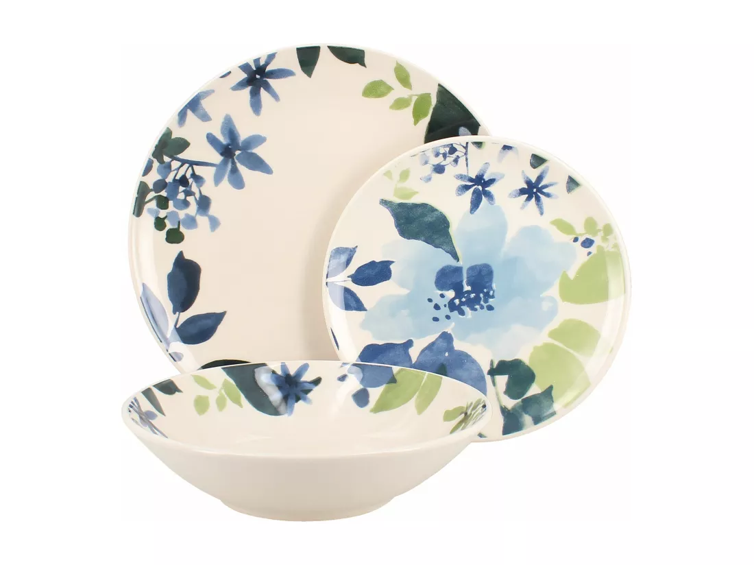 Novastyl - Lot 6 Assiettes A Dessert Bleuet 19cm En Gres