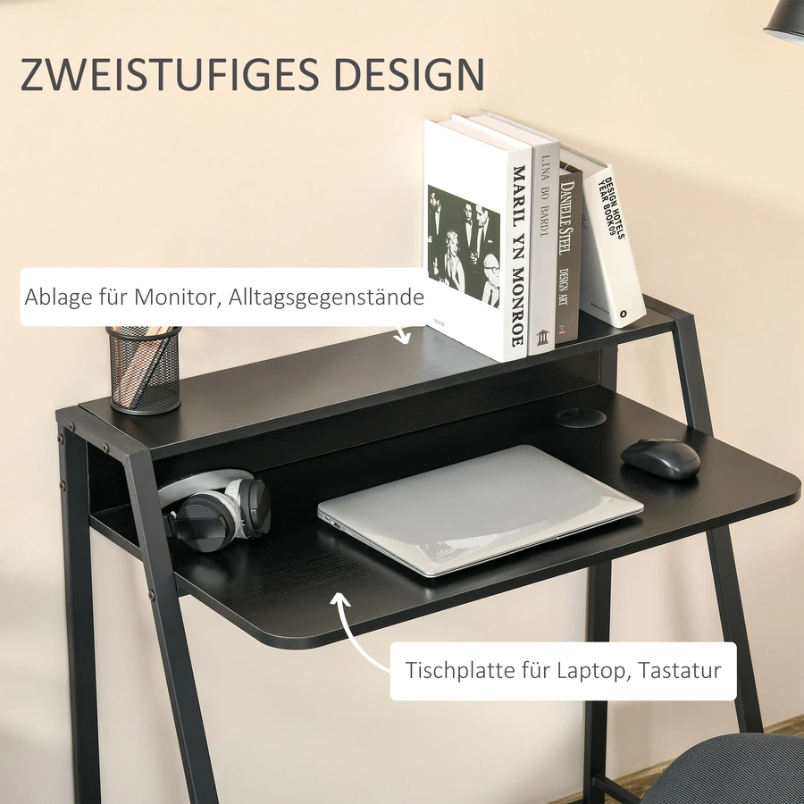 HOMCOM Schreibtisch in Walnuss-Optik schwarz