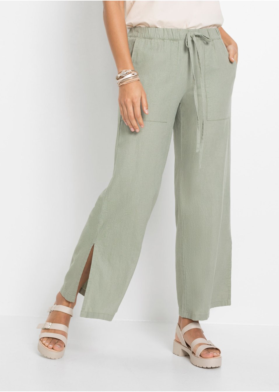 Pantalon large en lin