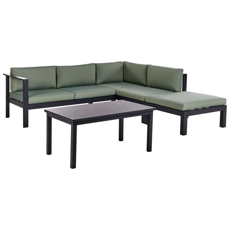 MESSINA - Loungeset voor 5 - Zwart/Groen - Aluminium
