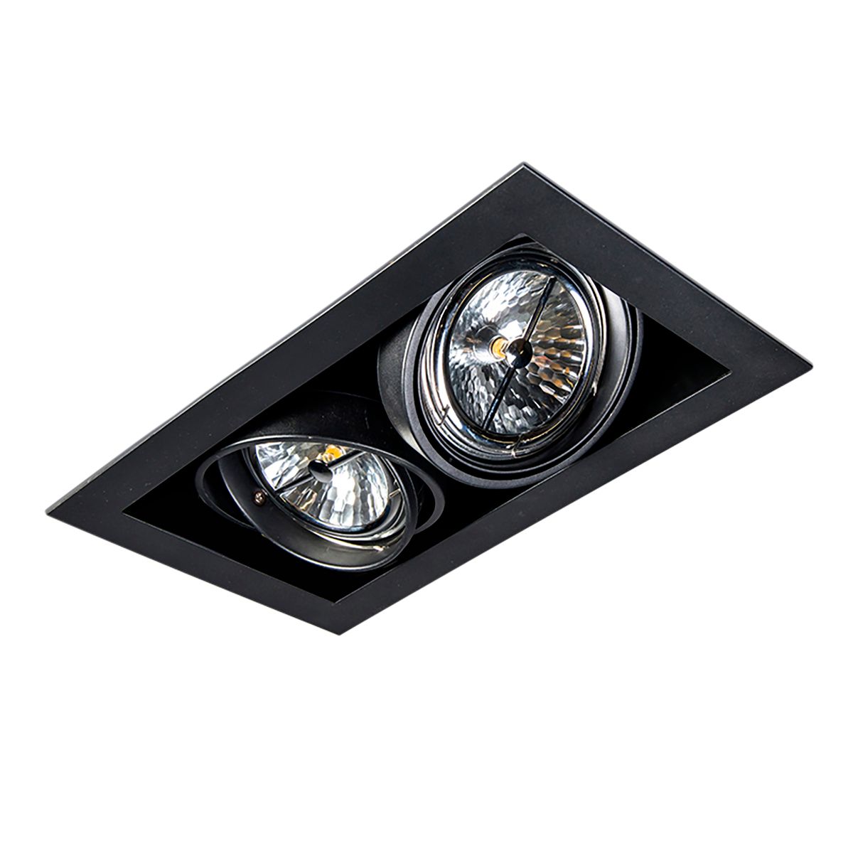 Set van 12 Inbouwspots zwart AR111 verstelbaar 2-lichts - Oneon